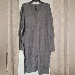 Design Lab Lord&Taylor Gray Button-Up Cardigan Dress Womens Size 1x